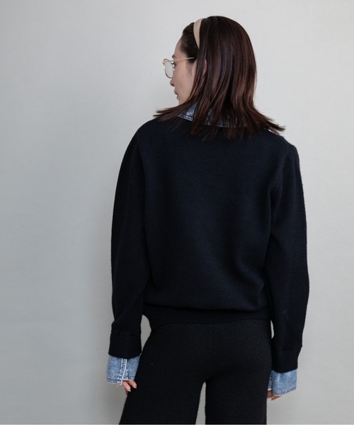 lodie(ロディ)の「デニム×ニット ジップカーデ(ニット/セーター・レディース・オフホワイト/ブラック/グレー・FREE)」の13枚目の写真