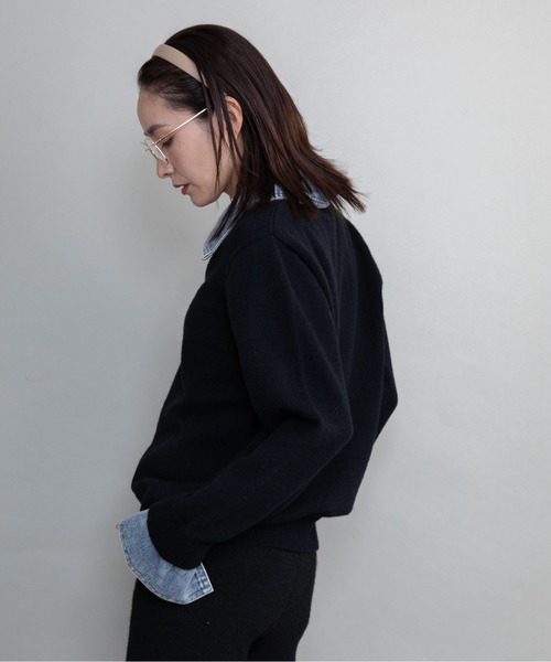 lodie(ロディ)の「デニム×ニット ジップカーデ(ニット/セーター・レディース・オフホワイト/ブラック/グレー・FREE)」の14枚目の写真