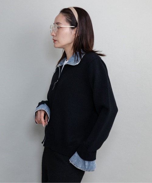 lodie(ロディ)の「デニム×ニット ジップカーデ(ニット/セーター・レディース・オフホワイト/ブラック/グレー・FREE)」の15枚目の写真