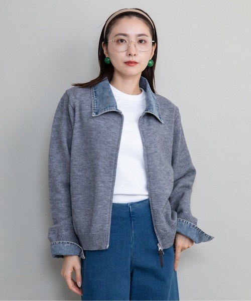 lodie(ロディ)の「デニム×ニット ジップカーデ(ニット/セーター・レディース・オフホワイト/ブラック/グレー・FREE)」の21枚目の写真