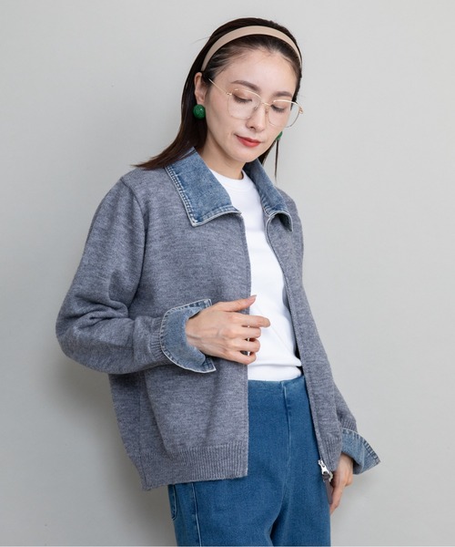 lodie(ロディ)の「デニム×ニット ジップカーデ(ニット/セーター・レディース・オフホワイト/ブラック/グレー・FREE)」の22枚目の写真