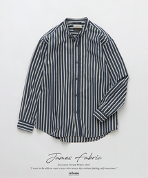 JAMES FABRIC/ジェームスファブリック ピーチ ストライプ バンドカラーシャツ