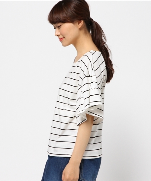 Heather（ヘザー）の「ソデフレアBIGTシャツ  726455（Tシャツ/カットソー・レディース・ブラック/ホワイト×ブラック/オフホワイト/ホワイト系その他・FREE）」の7枚目の写真