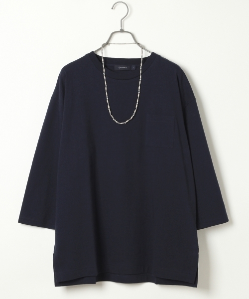 RAGEBLUE(レイジブルー)の「<トレンドのBIGシルエット>ワイドスリットカットソー7分袖/727843(Tシャツ/カットソー・メンズ・ネイビー/グレー/オリーブ/ホワイト・LARGE/MEDIUM)」の4枚目の写真