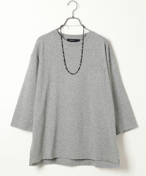 RAGEBLUE(レイジブルー)の「<トレンドのBIGシルエット>ワイドスリットカットソー7分袖/727843(Tシャツ/カットソー・メンズ・ネイビー/グレー/オリーブ/ホワイト・LARGE/MEDIUM)」の2枚目の写真