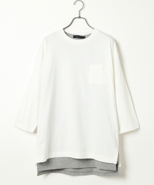 RAGEBLUE(レイジブルー)の「<トレンドのBIGシルエット>ワイドスリットカットソー7分袖/727843(Tシャツ/カットソー・メンズ・ネイビー/グレー/オリーブ/ホワイト・LARGE/MEDIUM)」の1枚目の写真