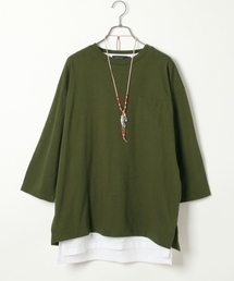 RAGEBLUE | ＜トレンドのBIGシルエット＞ワイドスリットカットソー7分袖/727843(Tシャツ/カットソー)