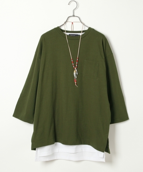 RAGEBLUE(レイジブルー)の「<トレンドのBIGシルエット>ワイドスリットカットソー7分袖/727843(Tシャツ/カットソー・メンズ・ネイビー/グレー/オリーブ/ホワイト・LARGE/MEDIUM)」の3枚目の写真