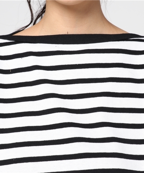 SHIPS（シップス）の「MAISON CHANTOISE: フレアスリーブトップ（Tシャツ/カットソー・レディース・ダークブルー/ホワイト・ONE SIZE）」の6枚目の写真