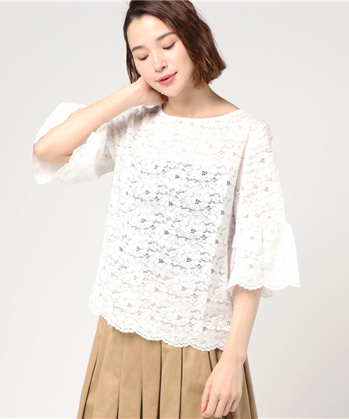 Honeys（ハニーズ）の「レースプルオーバー（Tシャツ/カットソー・レディース・ブラック/アイボリー/オフホワイト/ピンク・M/L）」の2枚目の写真