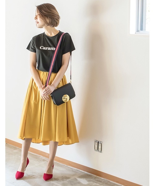 Re:EDIT（リエディ）の「[着まわしやすいから毎日でも着たくなる]シンプルロゴプリントTシャツトップス/カットソー・Tシャツ[リエディ]（Tシャツ/カットソー・レディース・ベージュ/ラベンダー/ネイビー/ブラック/ホワイト/マスタード・X-LARGE/SMALL/MEDIUM/LARGE）」の8枚目の写真