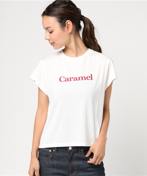 Re:EDIT（リエディ）の「[着まわしやすいから毎日でも着たくなる]シンプルロゴプリントTシャツトップス/カットソー・Tシャツ[リエディ]（Tシャツ/カットソー・レディース・ベージュ/ラベンダー/ネイビー/ブラック/ホワイト/マスタード・X-LARGE/SMALL/MEDIUM/LARGE）」の2枚目の写真