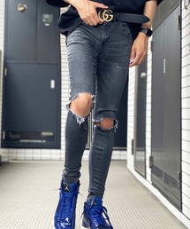 ８(eight) | 膝ダメージ スキニーデニム ジーンズ(デニムパンツ)