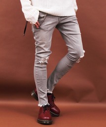 ８(eight) | 膝ダメージ スキニーデニム ジーンズ(デニムパンツ)