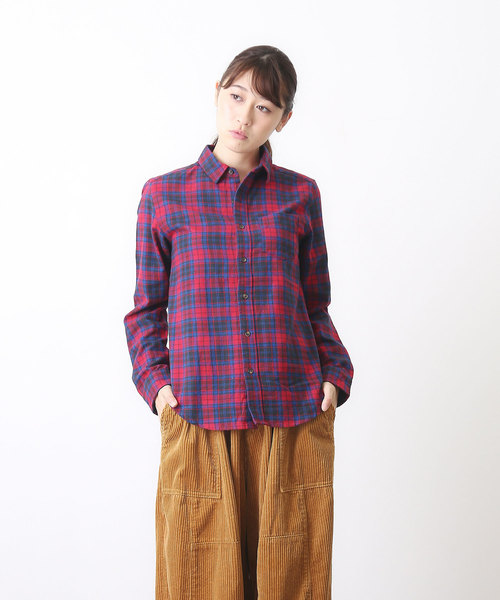 CUBE SUGAR（キューブシュガー）の「先染めネルチェックレギュラーシャツ（シャツ/ブラウス・レディース・グレー系その他/ブルー系その他/レッド系その他/その他・M）」の3枚目の写真