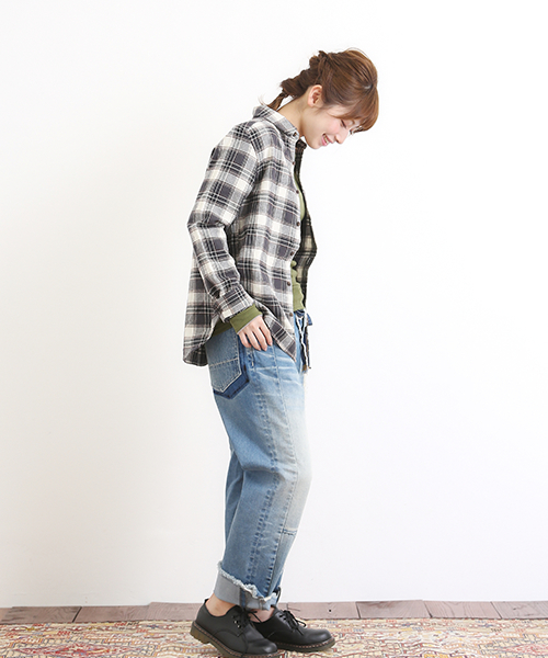 CUBE SUGAR（キューブシュガー）の「先染めネルチェックレギュラーシャツ（シャツ/ブラウス・レディース・グレー系その他/ブルー系その他/レッド系その他/その他・M）」の13枚目の写真