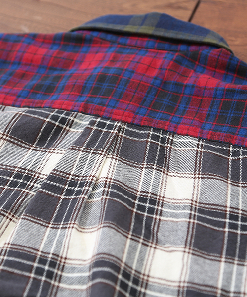 CUBE SUGAR（キューブシュガー）の「先染めネルチェックレギュラーシャツ（シャツ/ブラウス・レディース・グレー系その他/ブルー系その他/レッド系その他/その他・M）」の6枚目の写真