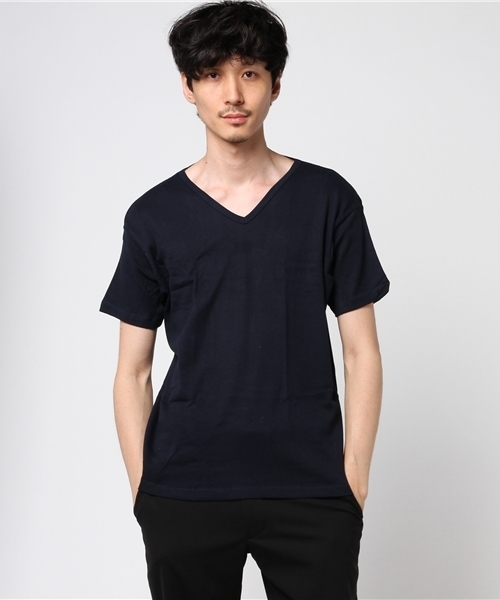 SHIPS（シップス）の「SHIPS×ott-tricot: Vネック Tシャツ（Tシャツ/カットソー・メンズ・ライトグレー/オフホワイト/ネイビー/コバルトブルー・SMALL/MEDIUM/LARGE/X-LARGE）」の3枚目の写真