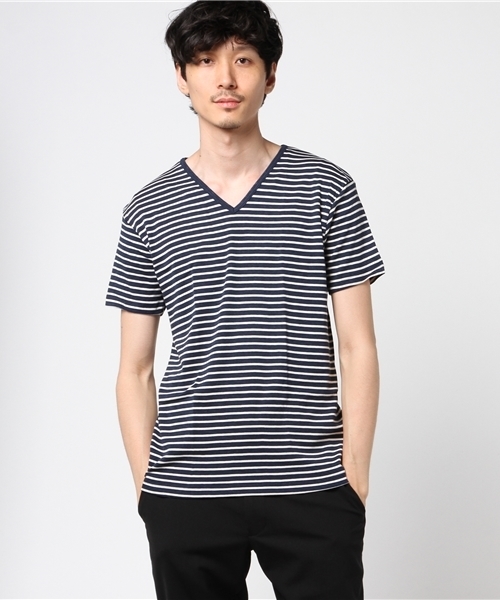 SHIPS（シップス）の「SHIPS×ott-tricot: Vネック Tシャツ（Tシャツ/カットソー・メンズ・ライトグレー/オフホワイト/ネイビー/コバルトブルー・SMALL/MEDIUM/LARGE/X-LARGE）」の4枚目の写真