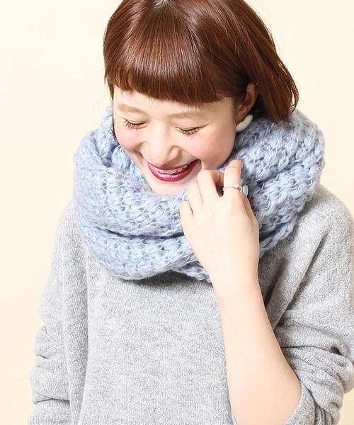 coen(コーエン)の「ニットスヌード(ストール/ショール・レディース・ブラック/ライトグレー/ライトブルー/ピンク・FREE)」の4枚目の写真