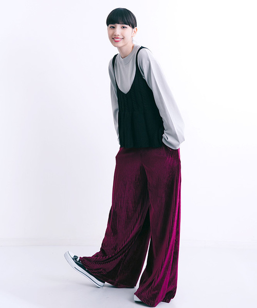 MERLOT（メルロー）の「ニットビスチェ1316（キャミソール・レディース・キャメル/ブラック/グリーン/グレー・FREE）」の12枚目の写真