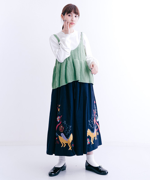 MERLOT（メルロー）の「ニットビスチェ1316（キャミソール・レディース・キャメル/ブラック/グリーン/グレー・FREE）」の18枚目の写真