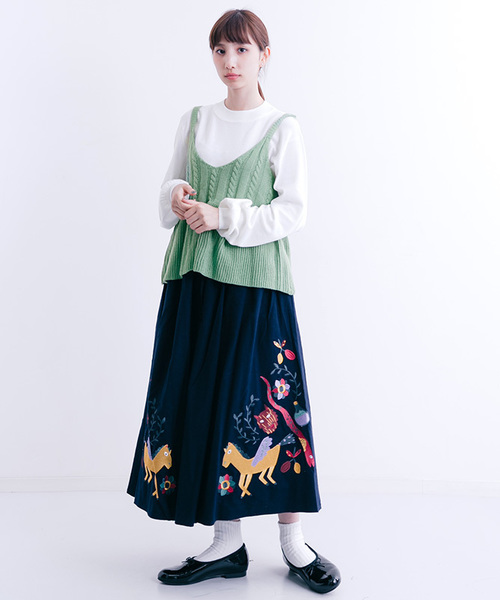 MERLOT（メルロー）の「ニットビスチェ1316（キャミソール・レディース・キャメル/ブラック/グリーン/グレー・FREE）」の16枚目の写真