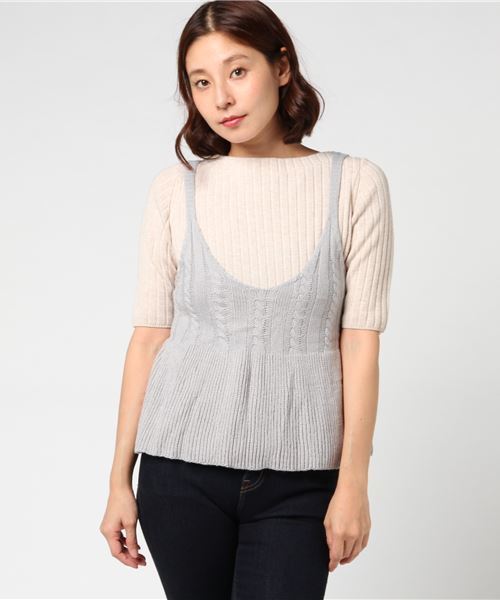 MERLOT（メルロー）の「ニットビスチェ1316（キャミソール・レディース・キャメル/ブラック/グリーン/グレー・FREE）」の9枚目の写真