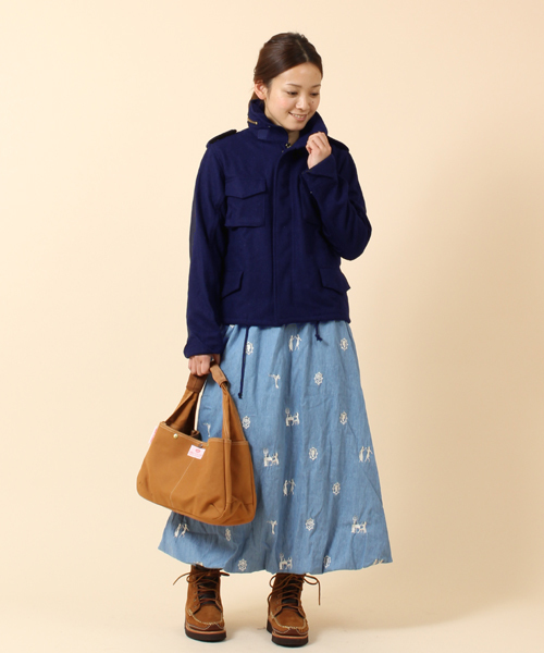 BEAMS BOY(ビームスボーイ)の「BEAMS BOY / 刺繍デニム バルーンスカート **(スカート・レディース・ブルー/ネイビー・ONE SIZE)」の1枚目の写真