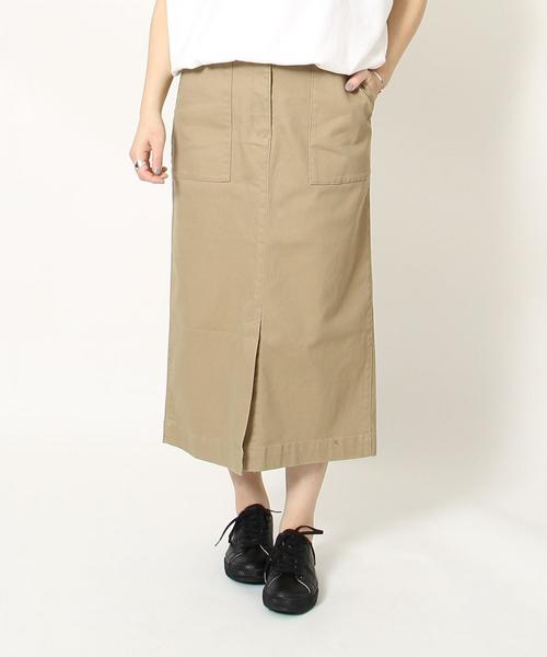 coen（コーエン）の「ストレッチ ロングタイトスカート（スカート・レディース・ネイビー/ベージュ・LARGE/MEDIUM）」の7枚目の写真