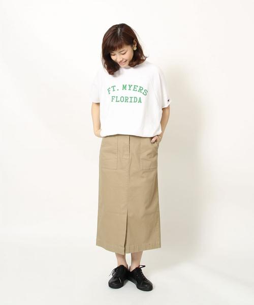 coen（コーエン）の「ストレッチ ロングタイトスカート（スカート・レディース・ネイビー/ベージュ・LARGE/MEDIUM）」の6枚目の写真