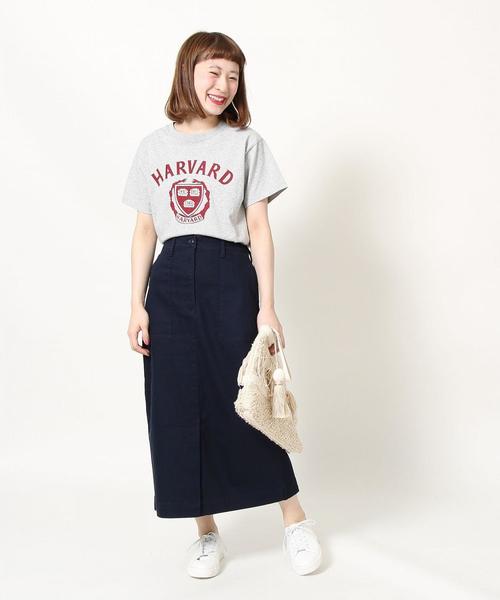 coen（コーエン）の「ストレッチ ロングタイトスカート（スカート・レディース・ネイビー/ベージュ・LARGE/MEDIUM）」の3枚目の写真