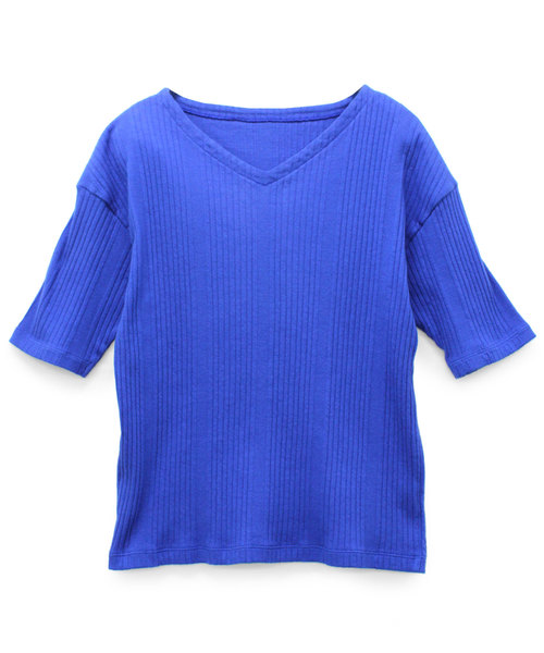 RNA-N(アールエヌエーエヌ)の「M0928 針抜きテレコ2wayプルオーバー(Tシャツ/カットソー・レディース・ブルー/ブラック/キナリ・MEDIUM)」の11枚目の写真