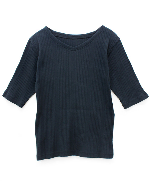 RNA-N(アールエヌエーエヌ)の「M0928 針抜きテレコ2wayプルオーバー(Tシャツ/カットソー・レディース・ブルー/ブラック/キナリ・MEDIUM)」の3枚目の写真