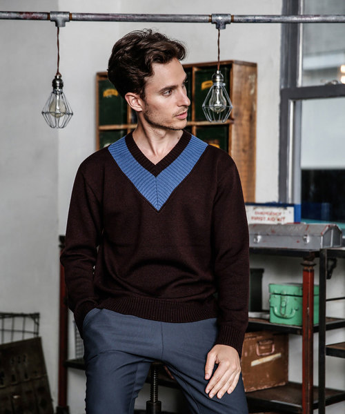 MR.OLIVE（ミスターオリーブ）の「7G SOFT WOOL KNIT / BIG SILHOUTTE CRICKET SWEATER（ニット/セーター・メンズ・ブラック/ネイビー/ブラウン・SMALL/MEDIUM/LARGE）」の11枚目の写真