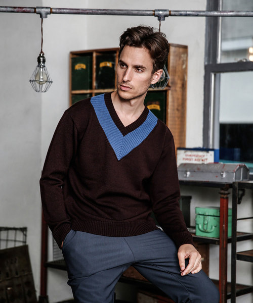 MR.OLIVE（ミスターオリーブ）の「7G SOFT WOOL KNIT / BIG SILHOUTTE CRICKET SWEATER（ニット/セーター・メンズ・ブラック/ネイビー/ブラウン・SMALL/MEDIUM/LARGE）」の14枚目の写真