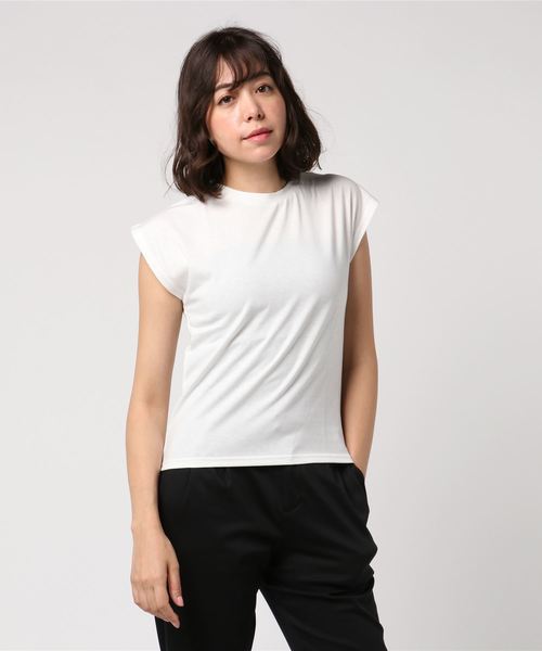 KOBE LETTUCE（コウベレタス）の「取り外しOK☆リブカットソー素材カットリボンビスチェ+シンプル白Tシャツ☆２セット（Tシャツ/カットソー・レディース・レッド/グレー/ブラック・FREE）」の5枚目の写真