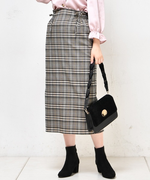 natural couture（ナチュラルクチュール）の「細ヒモ結びデザインナロースカート（スカート・レディース・ブラック/イエロー/ブラック系その他/ブラウン系その他・FREE）」の18枚目の写真