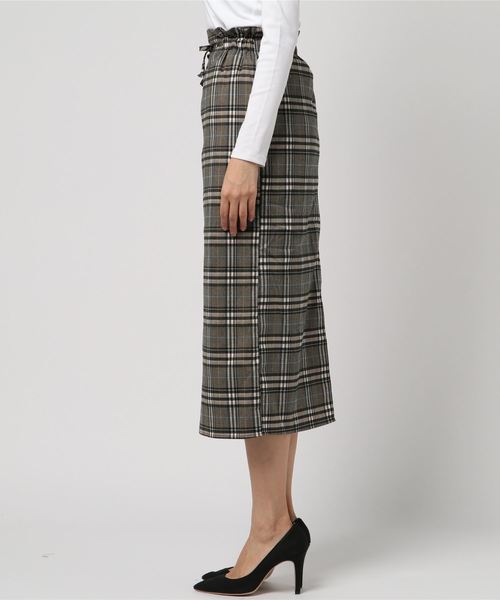 natural couture（ナチュラルクチュール）の「細ヒモ結びデザインナロースカート（スカート・レディース・ブラック/イエロー/ブラック系その他/ブラウン系その他・FREE）」の5枚目の写真