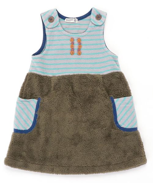 RAGMART（ラグマート）の「起毛ボーダージャンパースカート（ジャンパースカート・キッズ・ネイビー/グレー・100cm/110cm/120cm/130cm）」の7枚目の写真