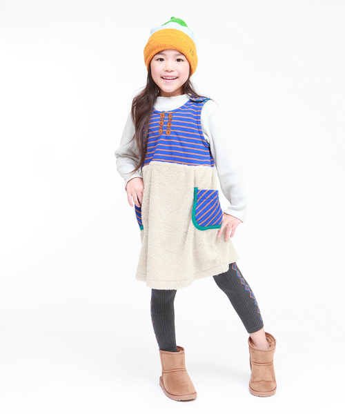 RAGMART（ラグマート）の「起毛ボーダージャンパースカート（ジャンパースカート・キッズ・ネイビー/グレー・100cm/110cm/120cm/130cm）」の11枚目の写真