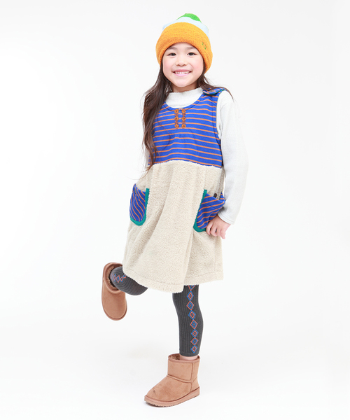 RAGMART（ラグマート）の「起毛ボーダージャンパースカート（ジャンパースカート・キッズ・ネイビー/グレー・100cm/110cm/120cm/130cm）」の8枚目の写真