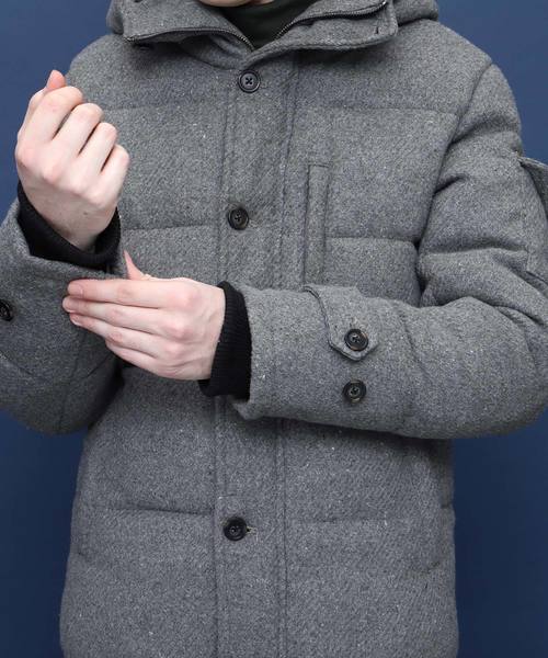 EMMA CLOTHES(エマクローズ)の「ウールブレンドフェザーダウンジャケット/フードダウン(ダウンジャケット/コート・メンズ・グレー/ネイビー/ブラック・M/L)」の21枚目の写真