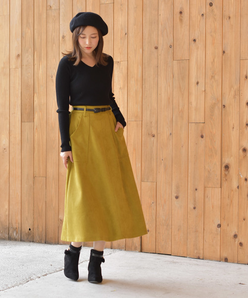 rps（アールピーエス）の「エコスウェードロングフレアースカート（スカート・レディース・ベージュ/マスタード/ピンクベージュ/ライトカーキ・M）」の12枚目の写真