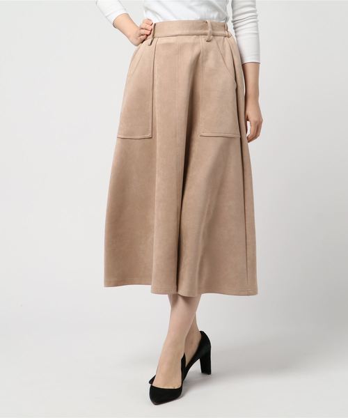 rps（アールピーエス）の「エコスウェードロングフレアースカート（スカート・レディース・ベージュ/マスタード/ピンクベージュ/ライトカーキ・M）」の7枚目の写真