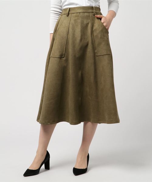 rps（アールピーエス）の「エコスウェードロングフレアースカート（スカート・レディース・ベージュ/マスタード/ピンクベージュ/ライトカーキ・M）」の15枚目の写真