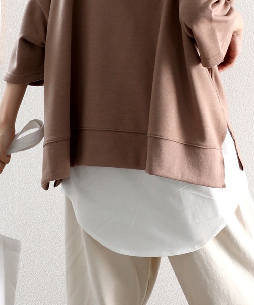 classicalelf(クラシカルエルフ)の「半端袖サイドスリット無地ワイドスウェットプルオーバーパーカー (トレーナー)(パーカー・レディース・ブラック/グレー/アイボリー/モカ/ホワイト/ライトカーキ・MEDIUM/LARGE/X-LARGE)」の13枚目の写真