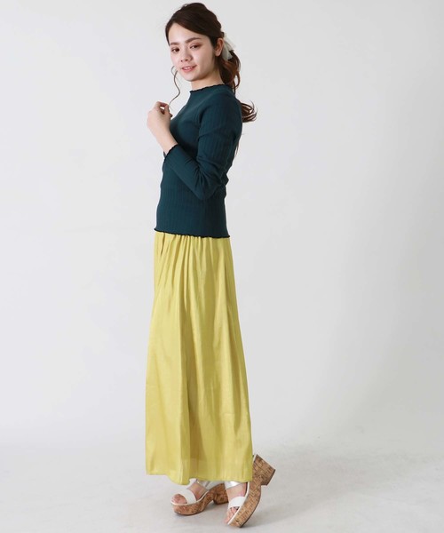 HER CLOSET(ハークローゼット)の「【HERCLOSET】配色メロークルーネックテレコカットソー(Tシャツ/カットソー・レディース・ホワイト/ブラック/ネイビー/グレー/ピンク/グリーン/マスタード/モカ・M)」の9枚目の写真