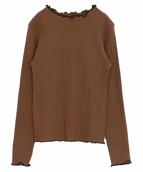 HER CLOSET(ハークローゼット)の「【HERCLOSET】配色メロークルーネックテレコカットソー(Tシャツ/カットソー・レディース・ホワイト/ブラック/ネイビー/グレー/ピンク/グリーン/マスタード/モカ・M)」の19枚目の写真