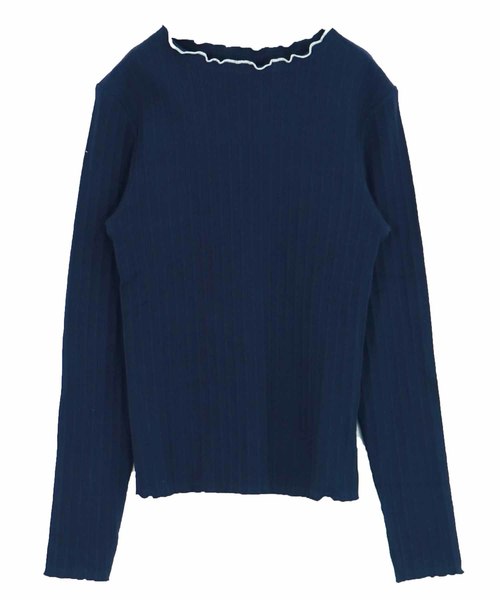 HER CLOSET(ハークローゼット)の「【HERCLOSET】配色メロークルーネックテレコカットソー(Tシャツ/カットソー・レディース・ホワイト/ブラック/ネイビー/グレー/ピンク/グリーン/マスタード/モカ・M)」の21枚目の写真